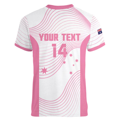 Custom Bowls Australia Breast Cancer Women V-Neck T-Shirt Pink Ribbon Curve Sporty