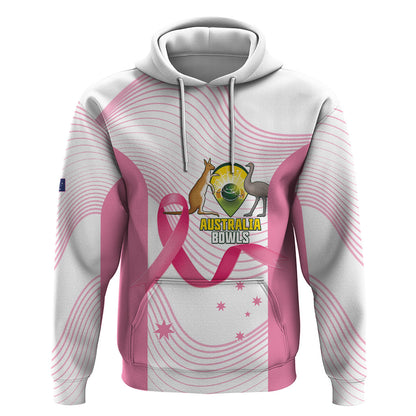 Custom Bowls Australia Breast Cancer Zip Hoodie Pink Ribbon Curve Sporty