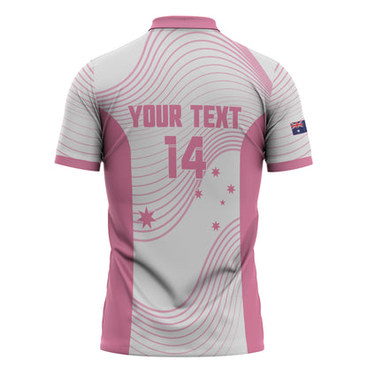 Custom Bowls Australia Breast Cancer Zipper Polo Shirt Pink Ribbon Curve Sporty