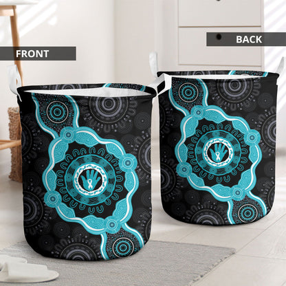 Australia Ovarian Cancer Support Laundry Basket Brave Strong Teal Ribbon Aboriginal Art