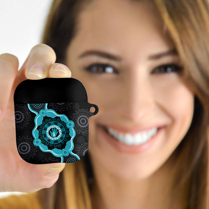 Australia Ovarian Cancer Support AirPods Case Brave Strong Teal Ribbon Aboriginal Art
