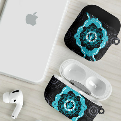 Australia Ovarian Cancer Support AirPods Case Brave Strong Teal Ribbon Aboriginal Art