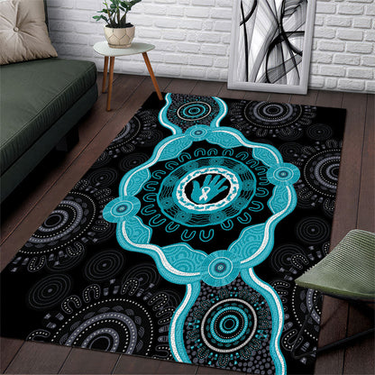 Australia Ovarian Cancer Support Area Rug Brave Strong Teal Ribbon Aboriginal Art