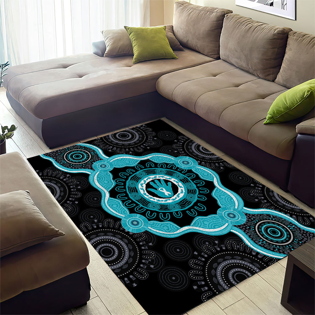 Australia Ovarian Cancer Support Area Rug Brave Strong Teal Ribbon Aboriginal Art