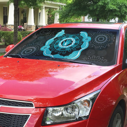 Australia Ovarian Cancer Support Auto Sun Shade Brave Strong Teal Ribbon Aboriginal Art