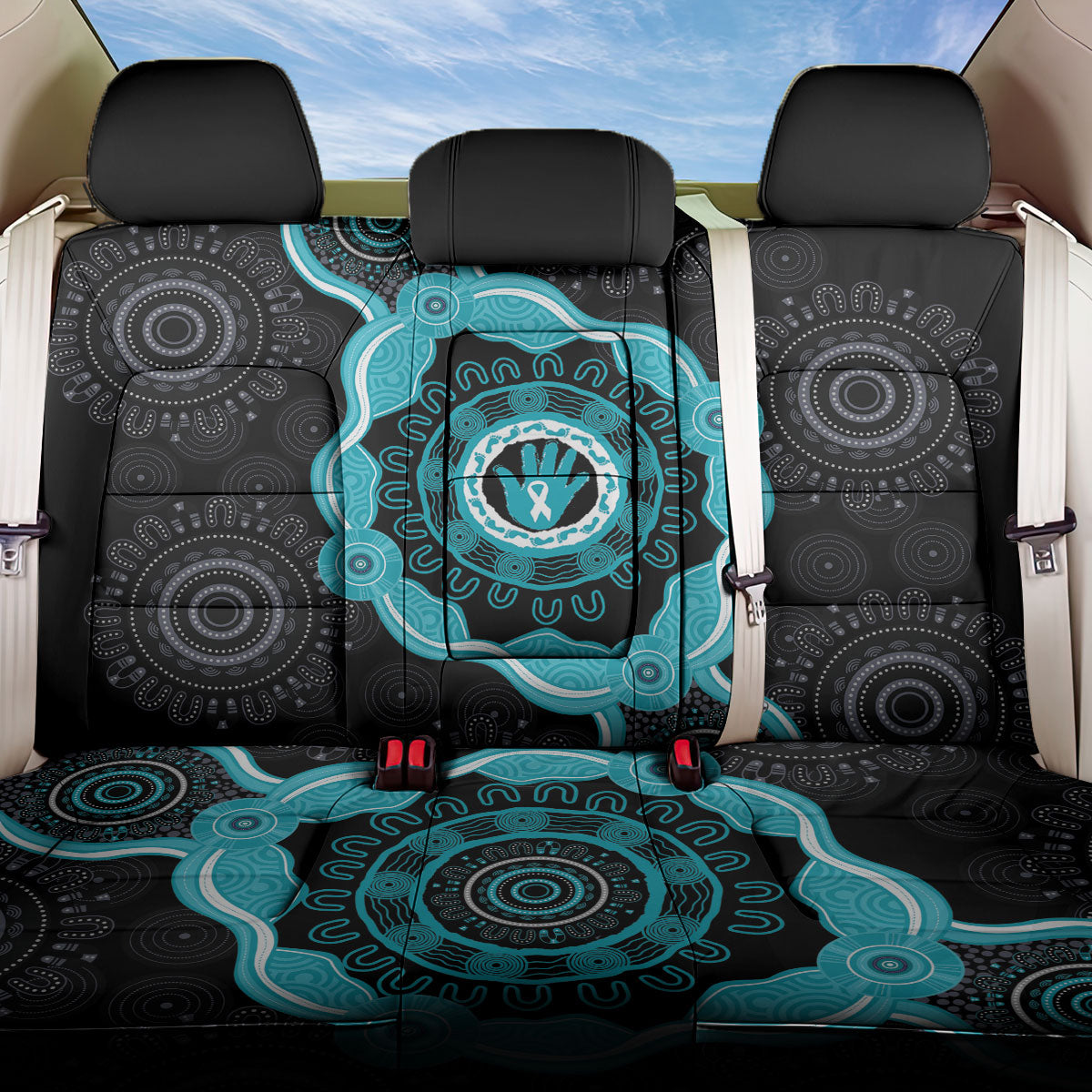 Australia Ovarian Cancer Support Back Car Seat Cover Brave Strong Teal Ribbon Aboriginal Art