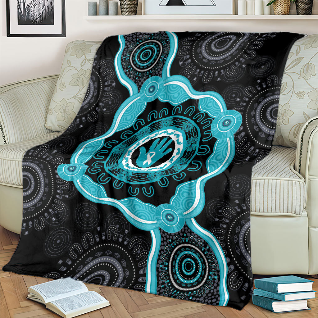 Australia Ovarian Cancer Support Blanket Brave Strong Teal Ribbon Aboriginal Art
