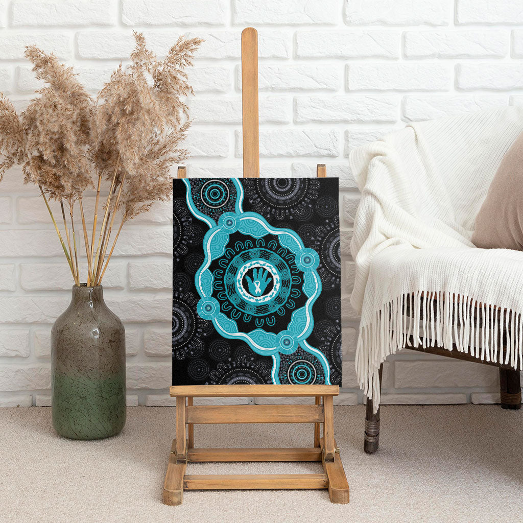 Australia Ovarian Cancer Support Canvas Wall Art Brave Strong Teal Ribbon Aboriginal Art