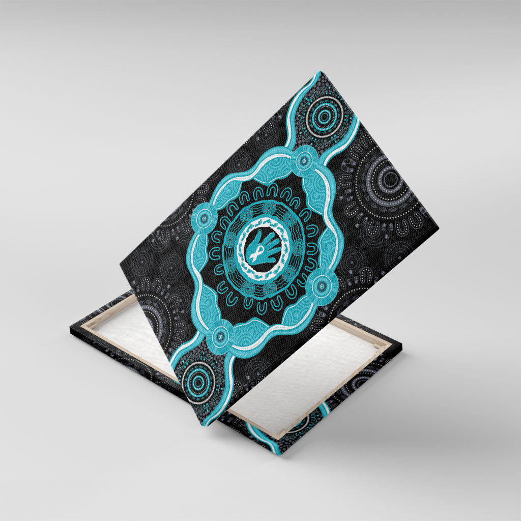 Australia Ovarian Cancer Support Canvas Wall Art Brave Strong Teal Ribbon Aboriginal Art