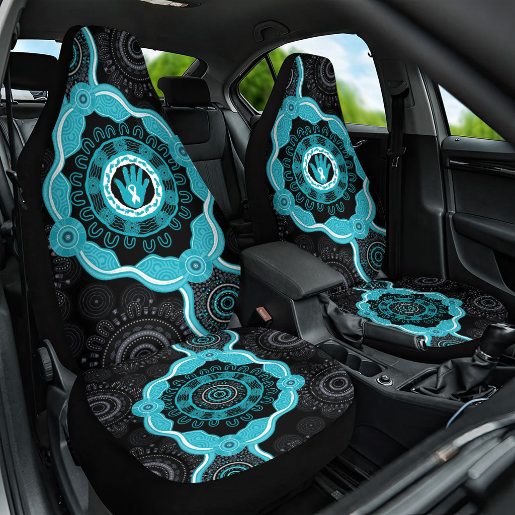 Australia Ovarian Cancer Support Car Seat Cover Brave Strong Teal Ribbon Aboriginal Art