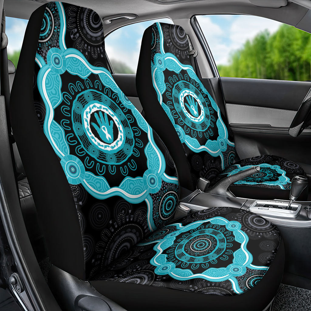 Australia Ovarian Cancer Support Car Seat Cover Brave Strong Teal Ribbon Aboriginal Art