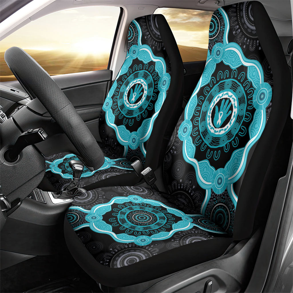 Australia Ovarian Cancer Support Car Seat Cover Brave Strong Teal Ribbon Aboriginal Art