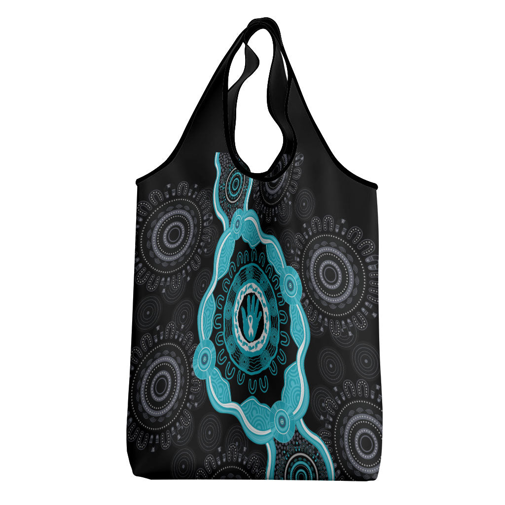 Australia Ovarian Cancer Support Grocery Bag Brave Strong Teal Ribbon Aboriginal Art