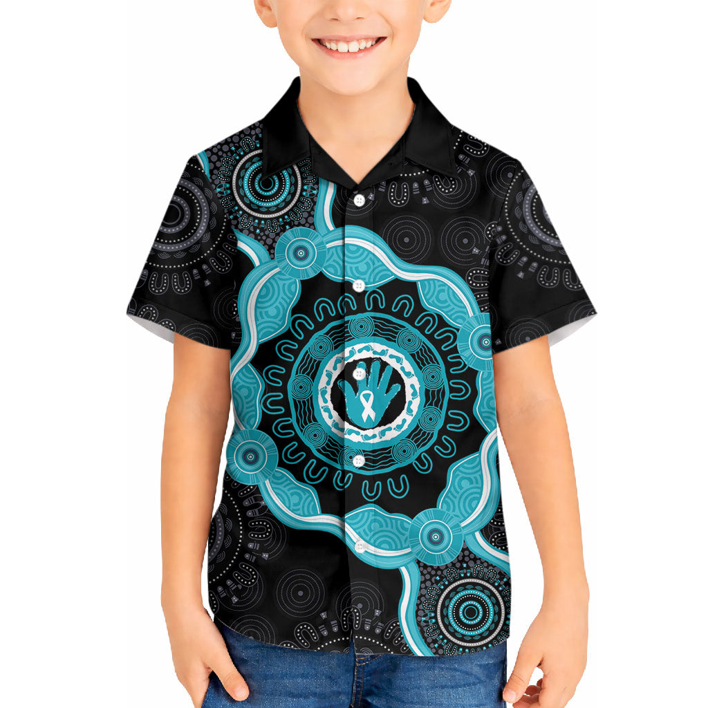 Australia Ovarian Cancer Support Hawaiian Shirt Brave Strong Teal Ribbon Aboriginal Art