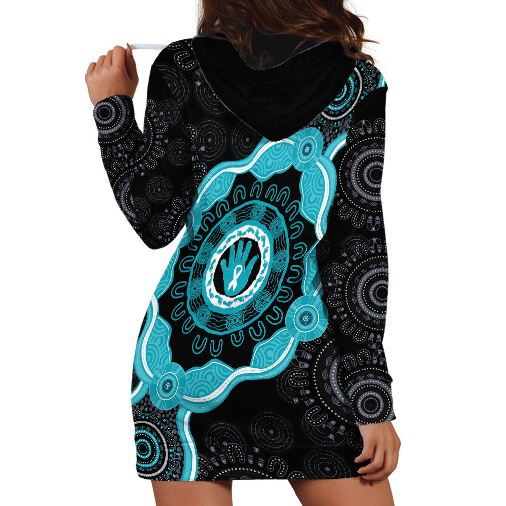 Australia Ovarian Cancer Support Hoodie Dress Brave Strong Teal Ribbon Aboriginal Art