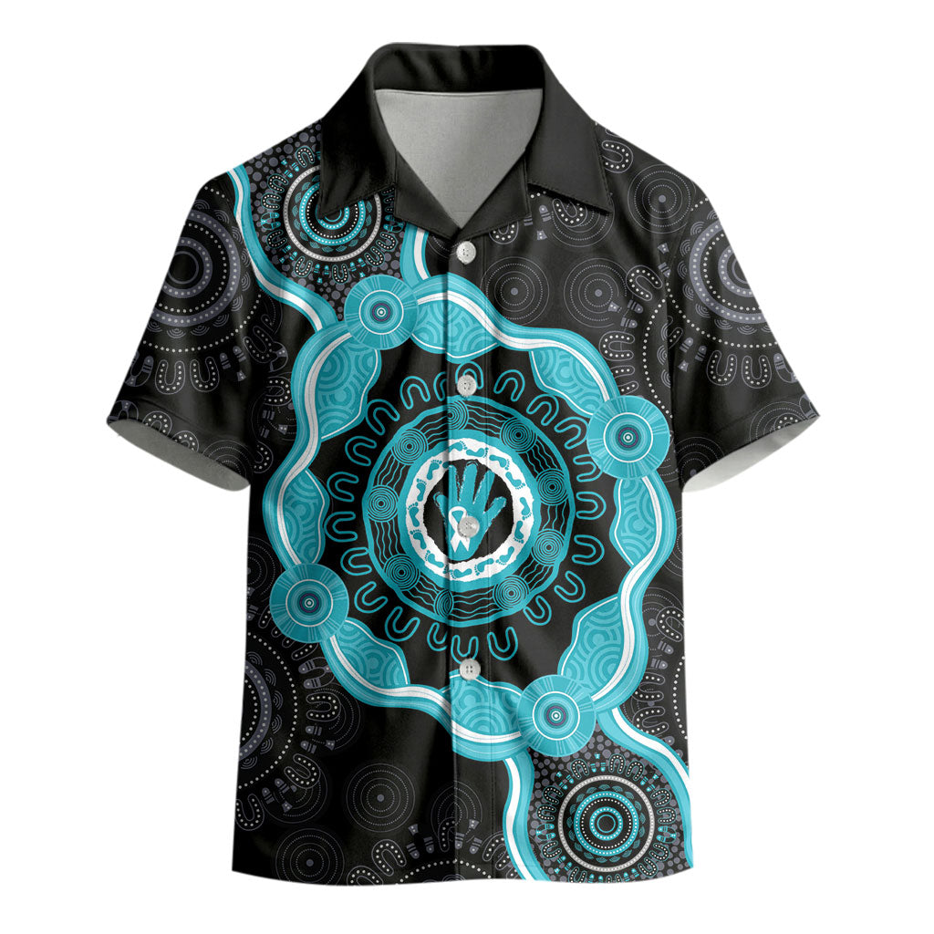 Australia Ovarian Cancer Support Kid Hawaiian Shirt Brave Strong Teal Ribbon Aboriginal Art