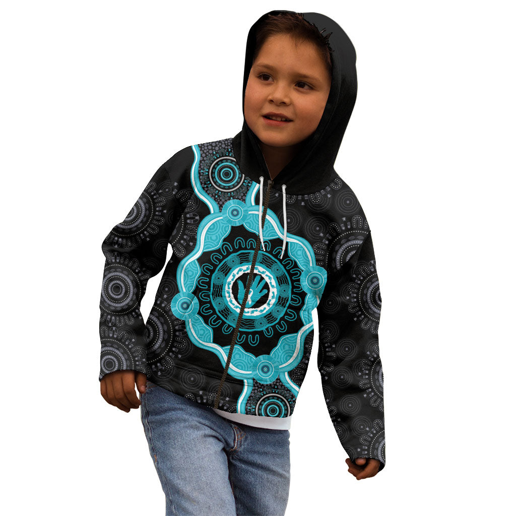 Australia Ovarian Cancer Support Kid Hoodie Brave Strong Teal Ribbon Aboriginal Art