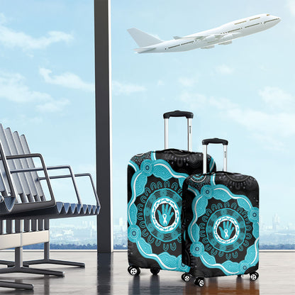 Australia Ovarian Cancer Support Luggage Cover Brave Strong Teal Ribbon Aboriginal Art