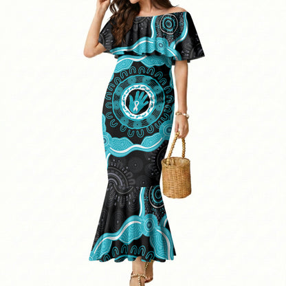 Australia Ovarian Cancer Support Mermaid Dress Brave Strong Teal Ribbon Aboriginal Art