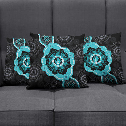 Australia Ovarian Cancer Support Pillow Cover Brave Strong Teal Ribbon Aboriginal Art