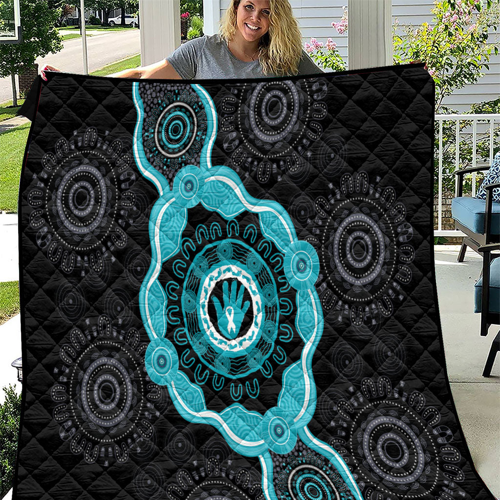 Australia Ovarian Cancer Support Quilt Brave Strong Teal Ribbon Aboriginal Art