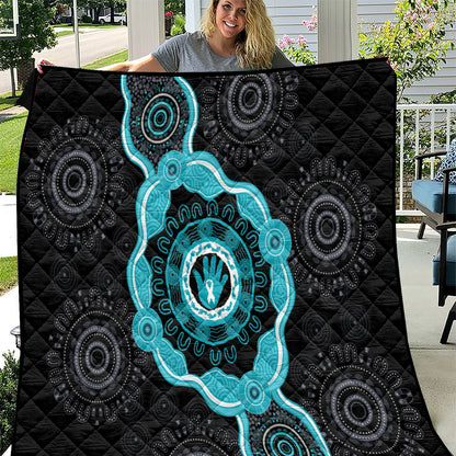 Australia Ovarian Cancer Support Quilt Brave Strong Teal Ribbon Aboriginal Art