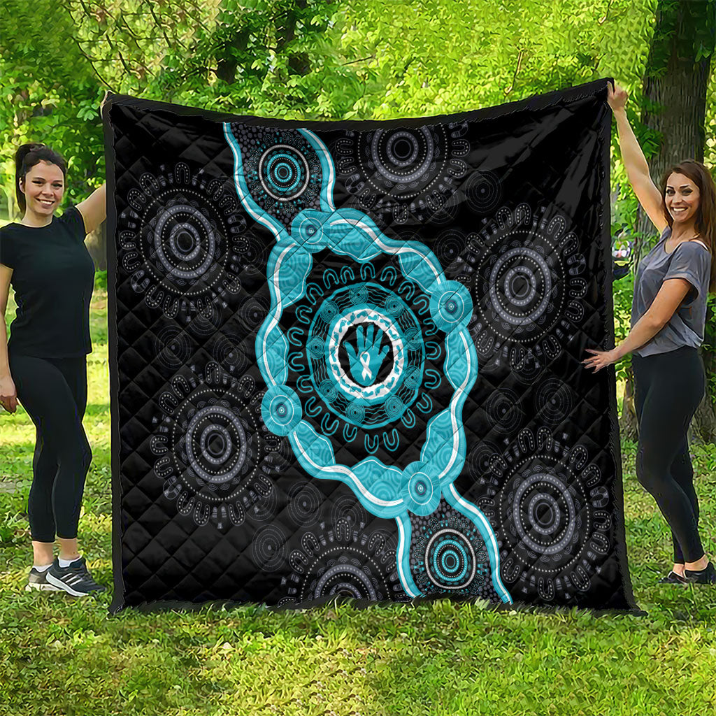 Australia Ovarian Cancer Support Quilt Brave Strong Teal Ribbon Aboriginal Art