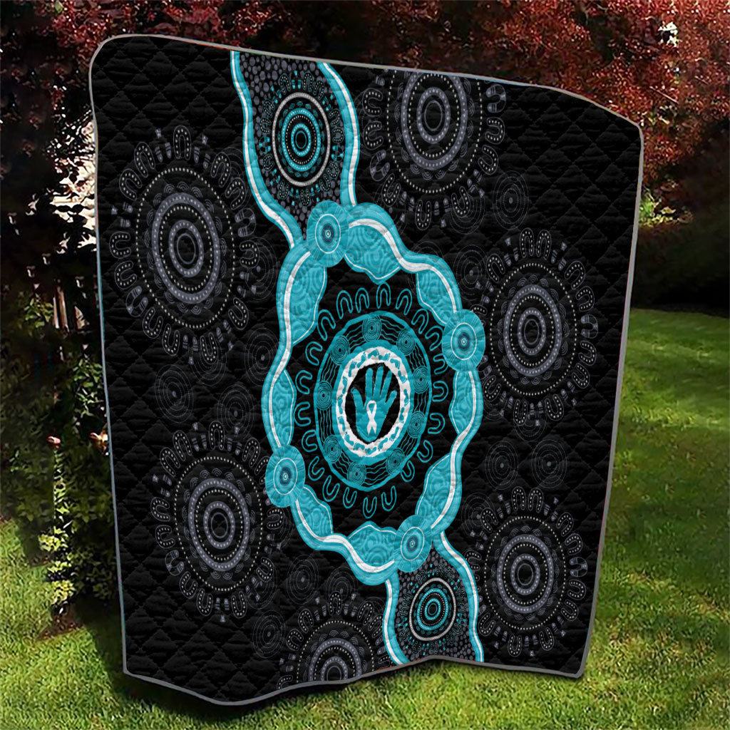 Australia Ovarian Cancer Support Quilt Brave Strong Teal Ribbon Aboriginal Art