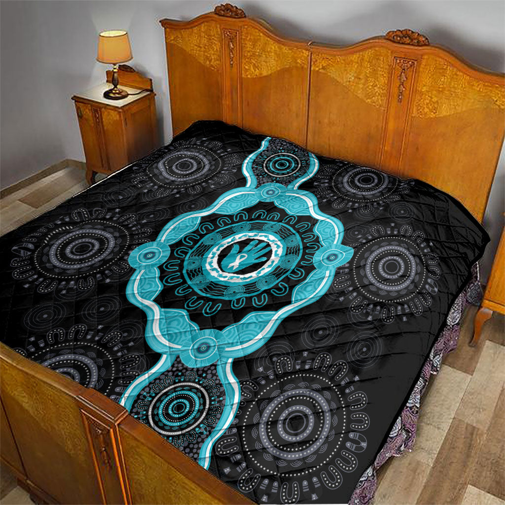 Australia Ovarian Cancer Support Quilt Brave Strong Teal Ribbon Aboriginal Art