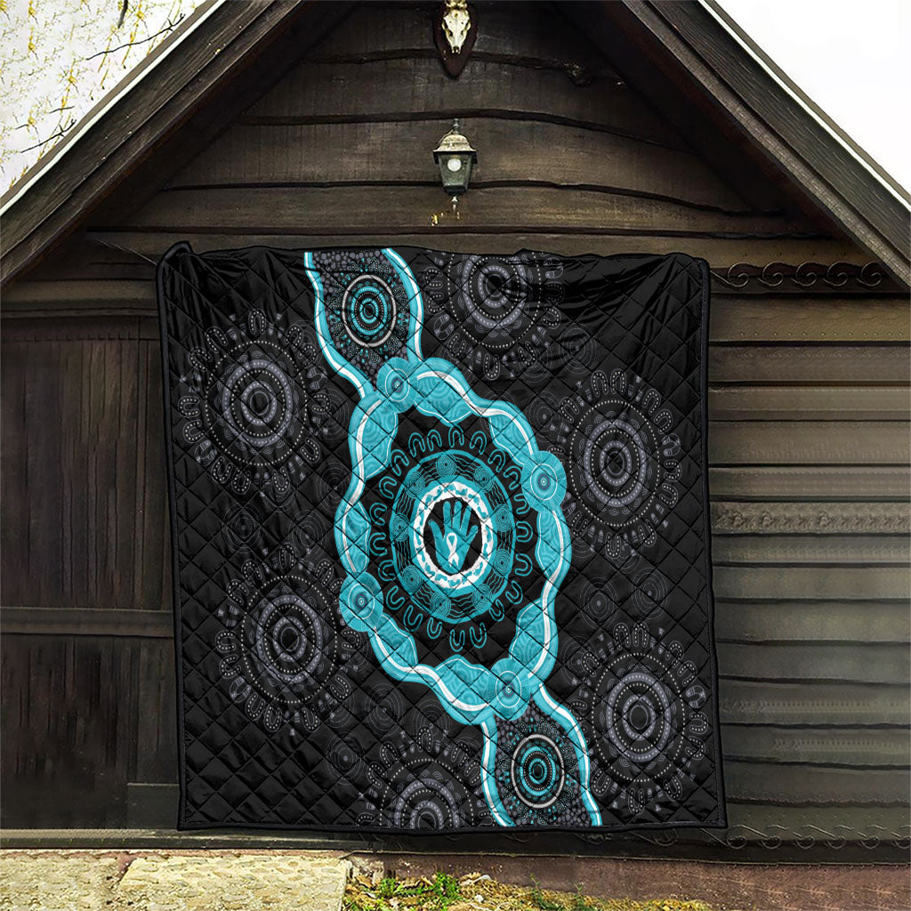 Australia Ovarian Cancer Support Quilt Brave Strong Teal Ribbon Aboriginal Art