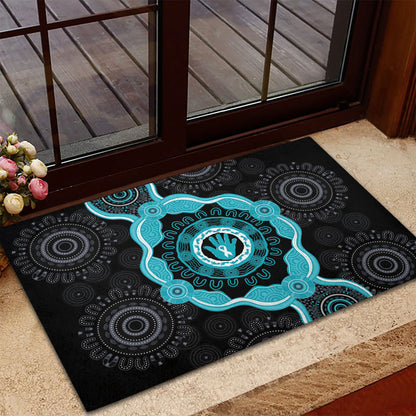 Australia Ovarian Cancer Support Rubber Doormat Brave Strong Teal Ribbon Aboriginal Art