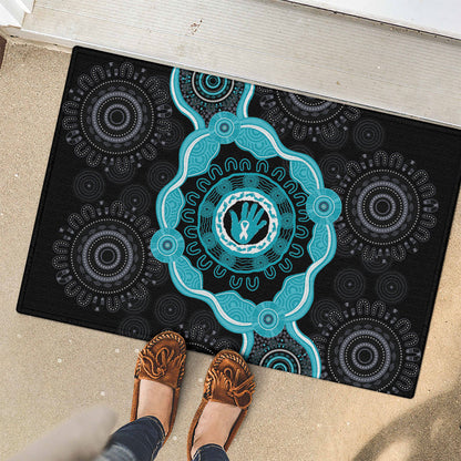 Australia Ovarian Cancer Support Rubber Doormat Brave Strong Teal Ribbon Aboriginal Art