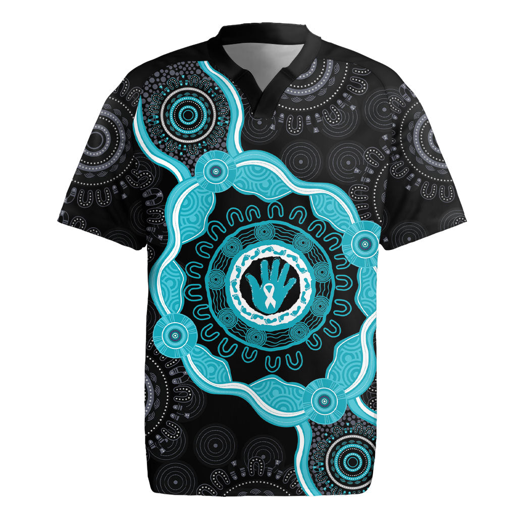 Australia Ovarian Cancer Support Rugby Jersey Brave Strong Teal Ribbon Aboriginal Art