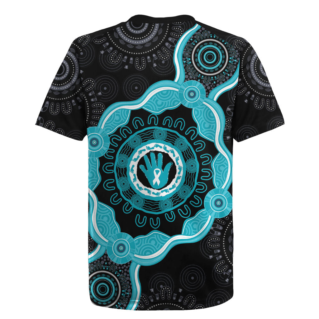 Australia Ovarian Cancer Support Rugby Jersey Brave Strong Teal Ribbon Aboriginal Art