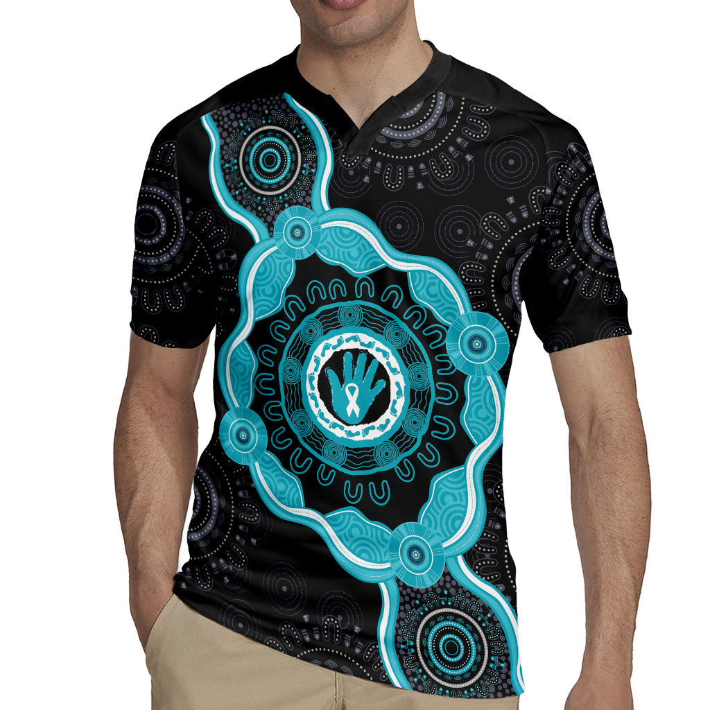 Australia Ovarian Cancer Support Rugby Jersey Brave Strong Teal Ribbon Aboriginal Art