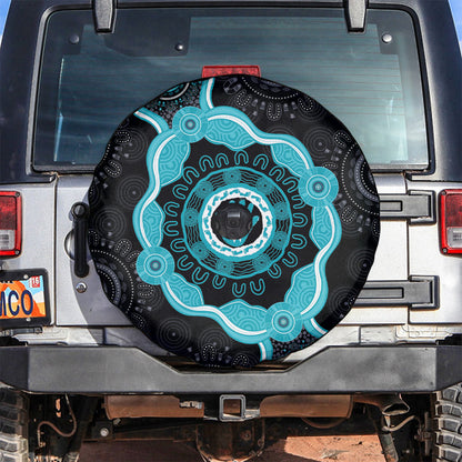 Australia Ovarian Cancer Support Spare Tire Cover Brave Strong Teal Ribbon Aboriginal Art