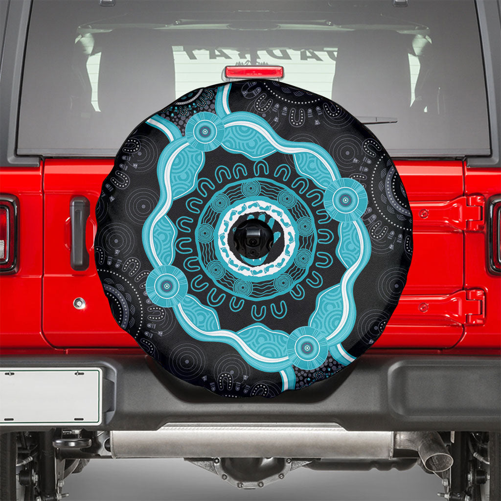 Australia Ovarian Cancer Support Spare Tire Cover Brave Strong Teal Ribbon Aboriginal Art