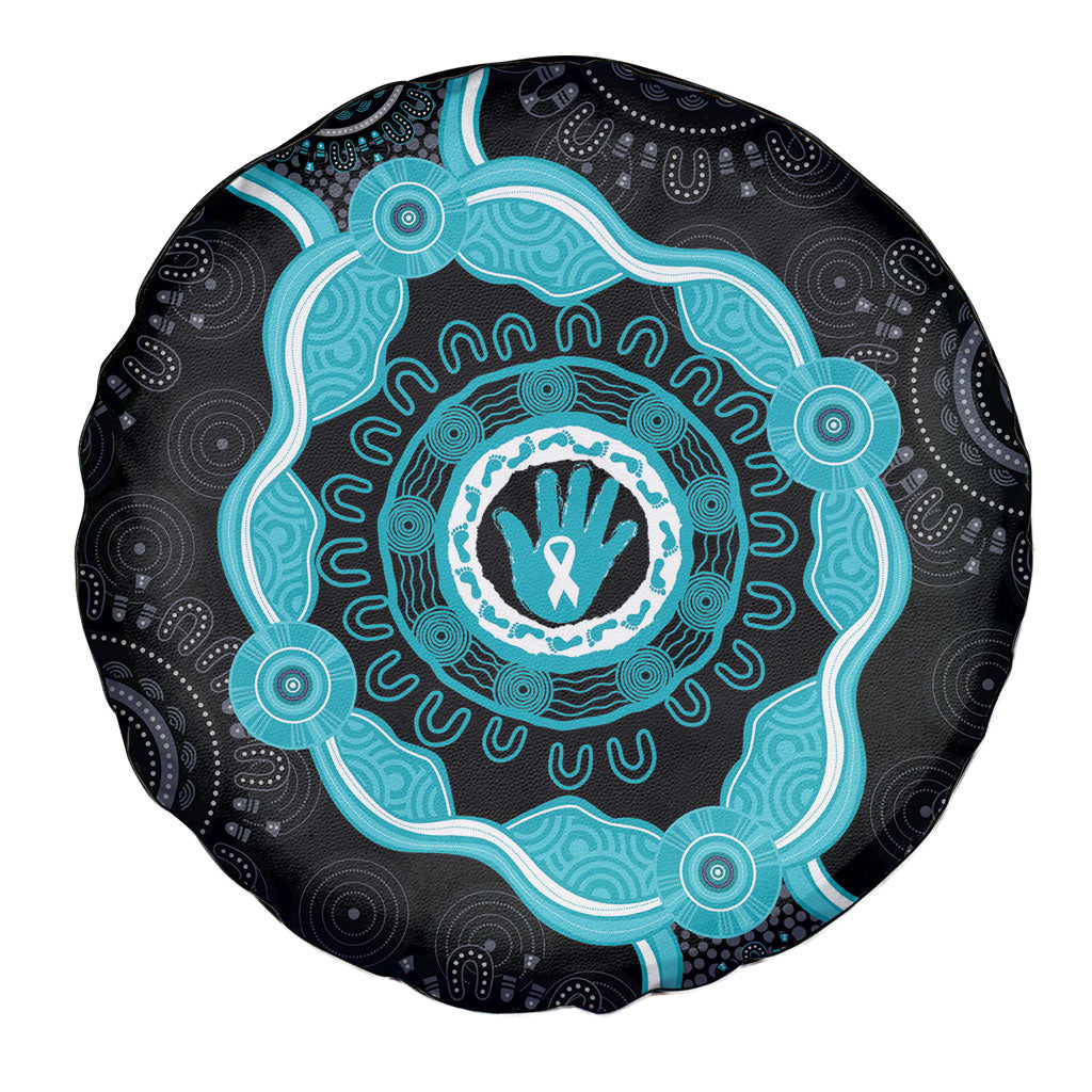 Australia Ovarian Cancer Support Spare Tire Cover Brave Strong Teal Ribbon Aboriginal Art