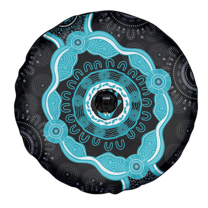 Australia Ovarian Cancer Support Spare Tire Cover Brave Strong Teal Ribbon Aboriginal Art