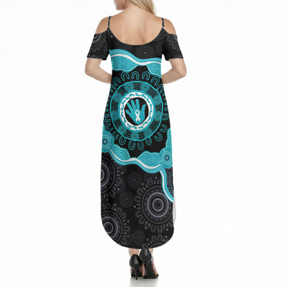 Australia Ovarian Cancer Support Summer Maxi Dress Brave Strong Teal Ribbon Aboriginal Art