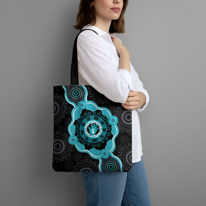 Australia Ovarian Cancer Support Tote Bag Brave Strong Teal Ribbon Aboriginal Art