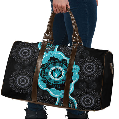 Australia Ovarian Cancer Support Travel Bag Brave Strong Teal Ribbon Aboriginal Art