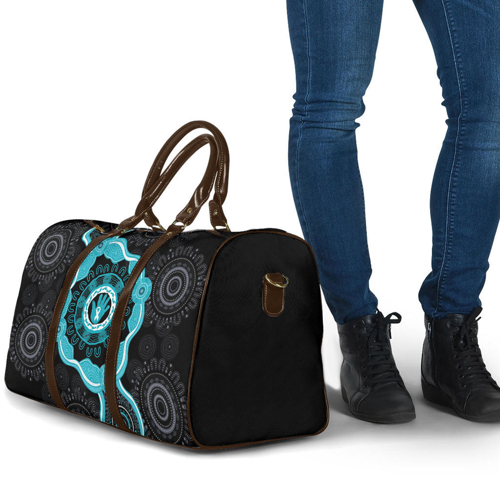 Australia Ovarian Cancer Support Travel Bag Brave Strong Teal Ribbon Aboriginal Art