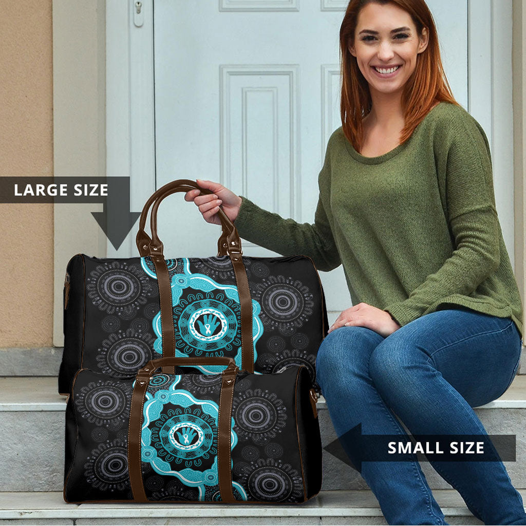 Australia Ovarian Cancer Support Travel Bag Brave Strong Teal Ribbon Aboriginal Art