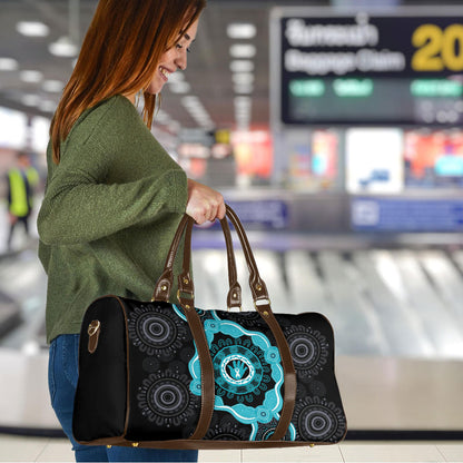 Australia Ovarian Cancer Support Travel Bag Brave Strong Teal Ribbon Aboriginal Art