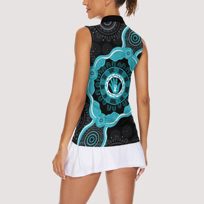 Australia Ovarian Cancer Support Women Sleeveless Polo Shirt Brave Strong Teal Ribbon Aboriginal Art