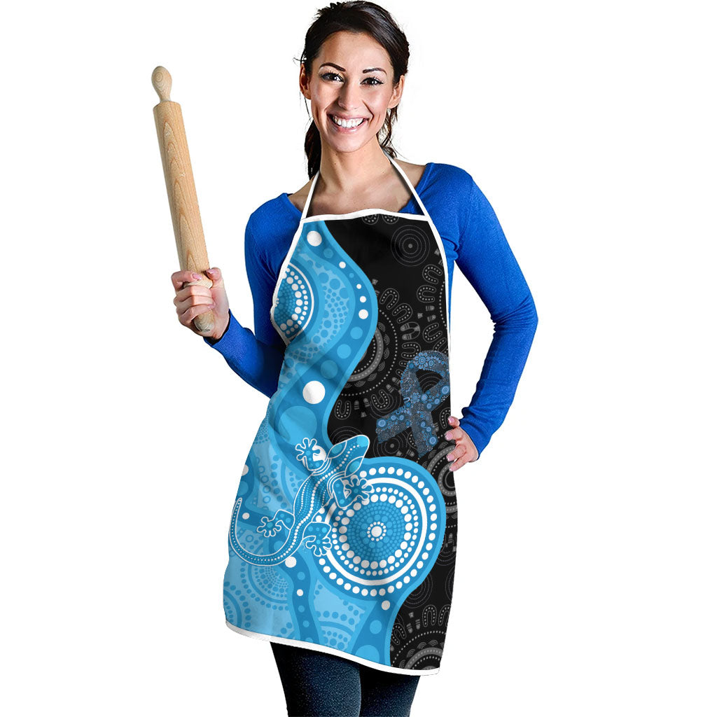 Australia Autism Support Month Apron Indigenous Lizard With Blue Ribbon
