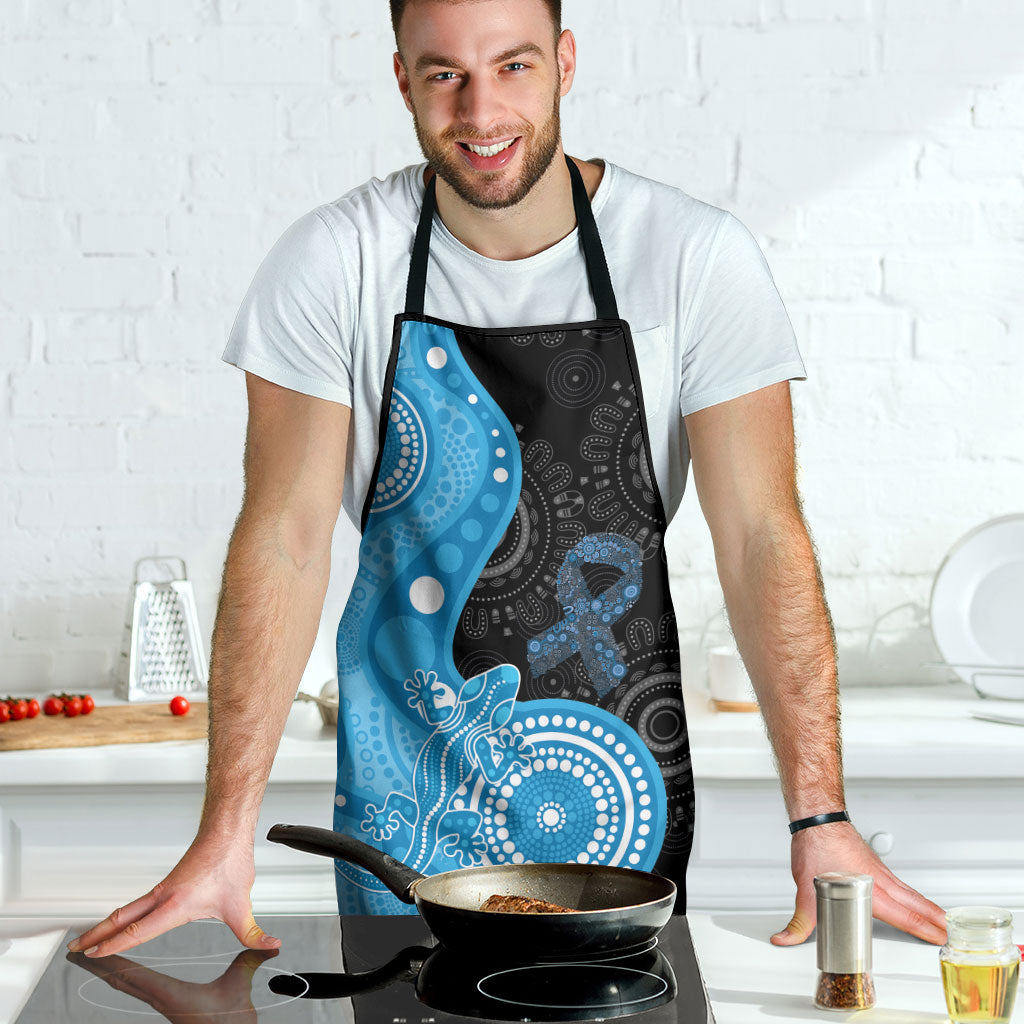 Australia Autism Support Month Apron Indigenous Lizard With Blue Ribbon