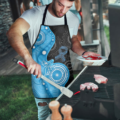Australia Autism Support Month Apron Indigenous Lizard With Blue Ribbon
