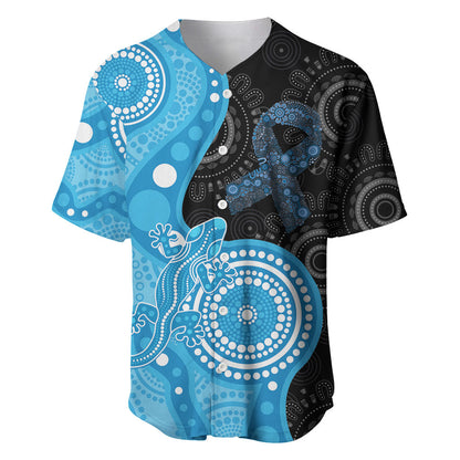 Australia Autism Support Month Baseball Jersey Indigenous Lizard With Blue Ribbon